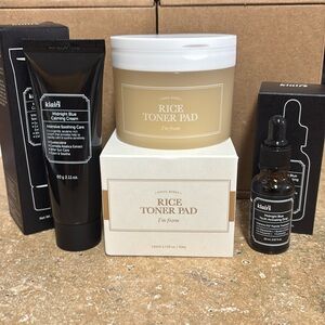 Dear, Klairs Midnight Blue cream+youth activating drop+ I’M from Rice toner pad